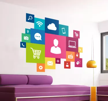Multicolour Media Decorative Decal - TenStickers