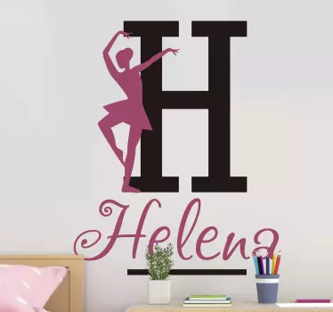 n Ballet dancer girl  with name  dance wall sticker - TenStickers