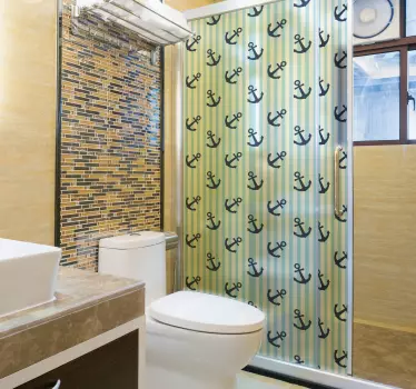 Navy blue vertical stripes pattern shower sticker - TenStickers