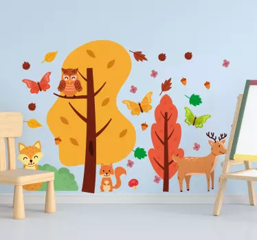 Nordic style children's animal  Bedroom Wall Sticker - TenStickers