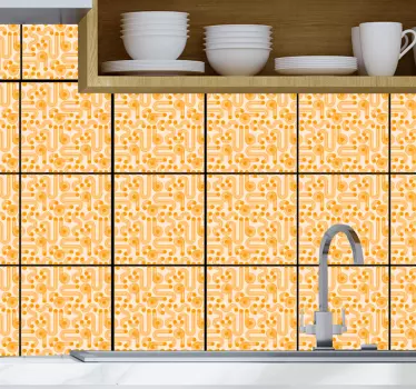 Orange geometric tiles transfer decal - TenStickers