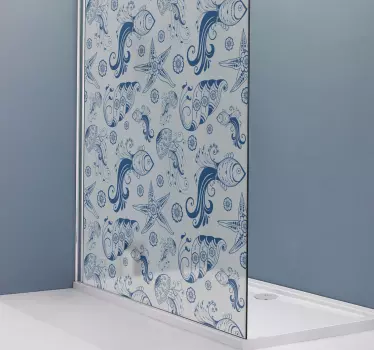 Ornamental Sea Life shower sticker - TenStickers