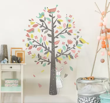 Pastel autumn tree illustration wall art - TenStickers