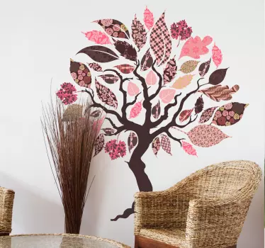 Patchwork tree living room wall decal - TenStickers