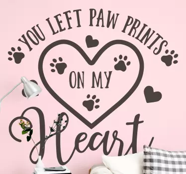 Paw prints in my heart  pet decals - TenStickers