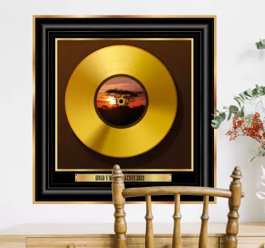 Personalised gold record plaque music wall sticker - TenStickers