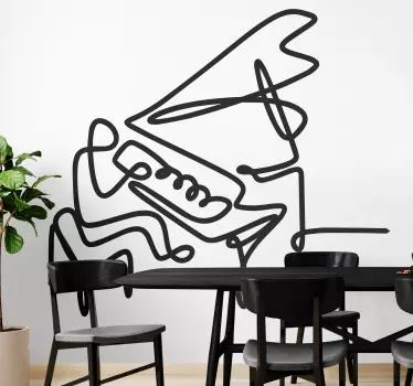 Pianist lineart cute design classical music wall decal - TenStickers