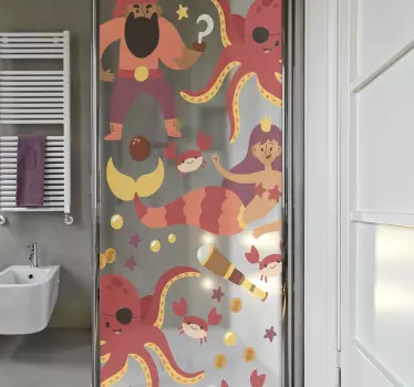 Pirate Octopus shower sticker - TenStickers