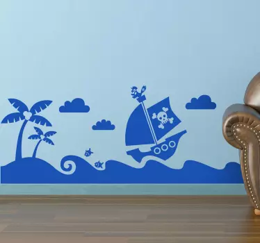 Pirate Ship Kids Sticker - TenStickers
