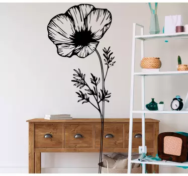 Poppy elegant design flower wall decal - TenStickers