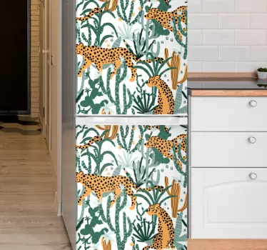 Prowling Jaguar jungle toile fridge decal - TenStickers