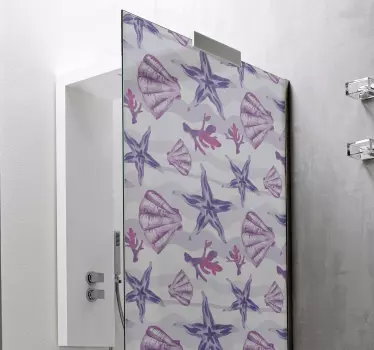 Purple Seashell and Starfish shower decal - TenStickers