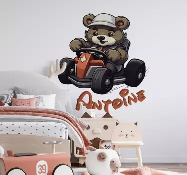 Racing bear wall sticker children's room - TenStickers