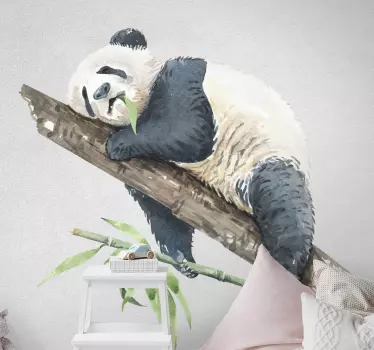 Realistic panda with a plant wild animal sticker - TenStickers