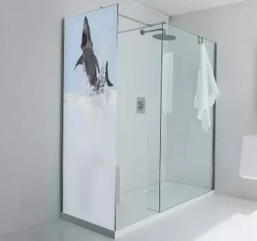 Realistic shark underwater picture shower sticker - TenStickers