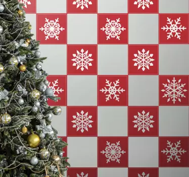 Red Snowflakes tile transfer - TenStickers