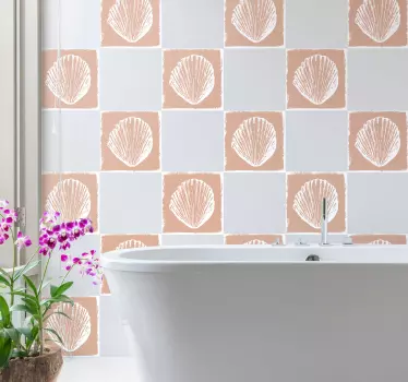 Retro seashell pattern beige  tile transfer decal - TenStickers
