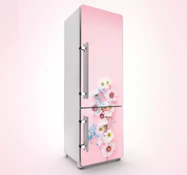 Rose floral with pink background  fridge sticker - TenStickers