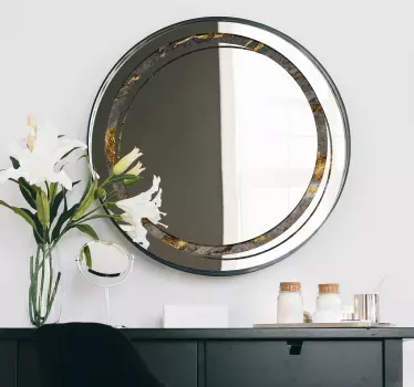 Round mirror frame stone texture mirror sticker - TenStickers