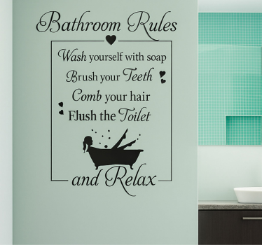 Rules and woman in bathtub wall decal for bathroom - TenStickers
