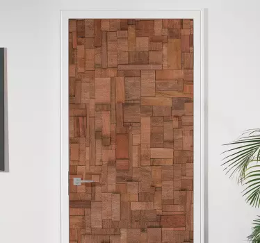 Rustic irregular wood bricks glass door decal - TenStickers