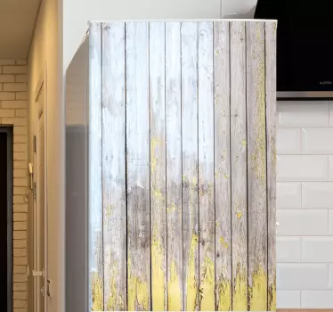 Rustic planks painted in white fridge decals - TenStickers