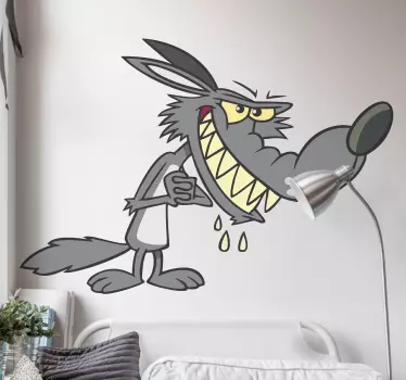 Scary wolf cartoon rubbing hands wild animal sticker - TenStickers