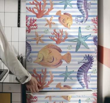 Different sea life tiles fridge decals - TenStickers