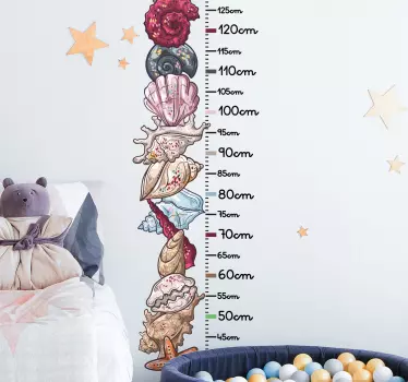 Seashell Sketches height chart sticker - TenStickers