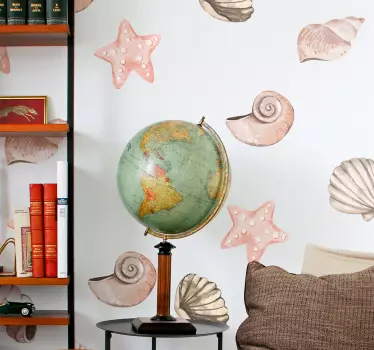 seashells sheet seashell stickers - TenStickers