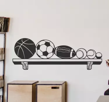 Shelf with sports balls wall decor - TenStickers