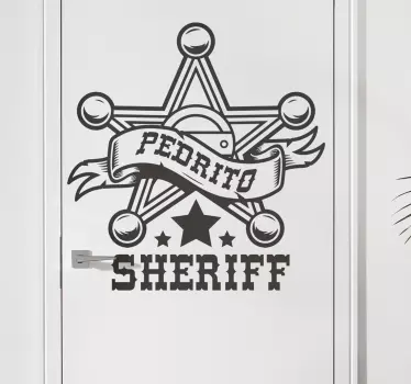 Sheriff with name glass door decal - TenStickers
