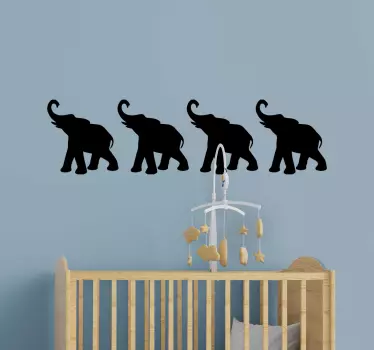 Silhouette elephants baby wall sticker - TenStickers