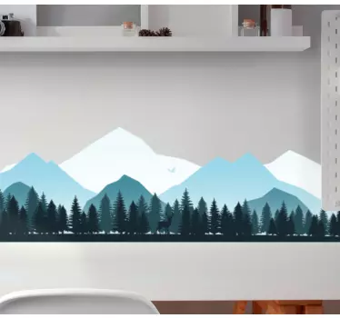 Silhouette mountain with trees nature stickers - TenStickers