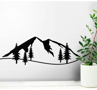 Simple mountain silhouette with trees nature stickers - TenStickers