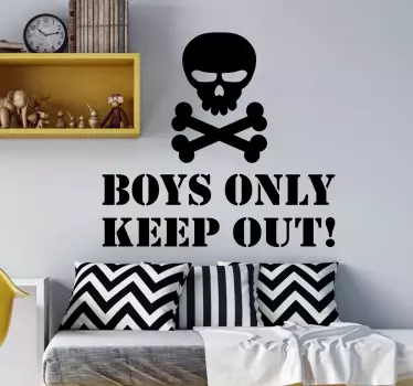 Skull Boys Only illustration wall art - TenStickers