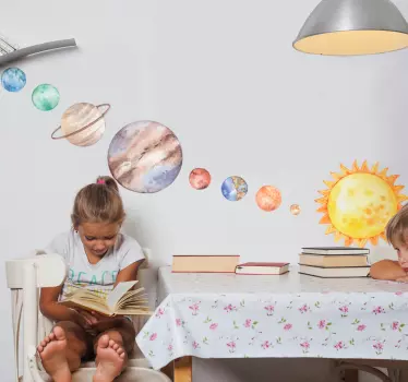 Solar system watercolor vintage travel decal - TenStickers