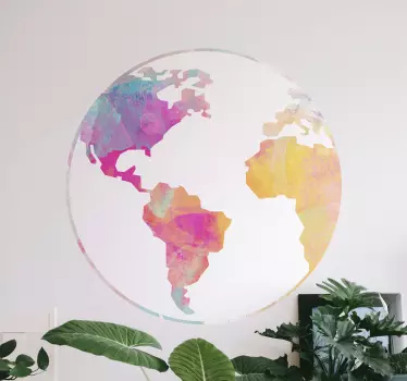 Splash color colorful world map vinyl wall art - TenStickers