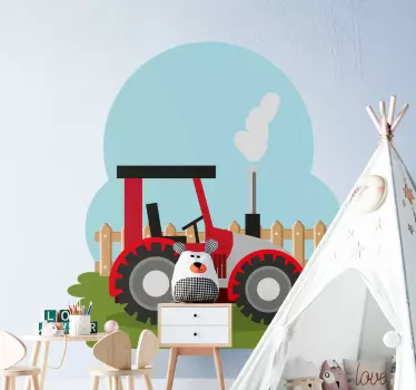 Steam tractor on farm toy decal - TenStickers