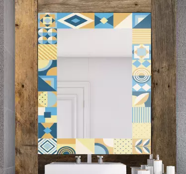 Tiles Frame color mirror wall sticker - TenStickers