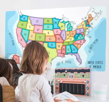 USA States Kids Sticker - TenStickers