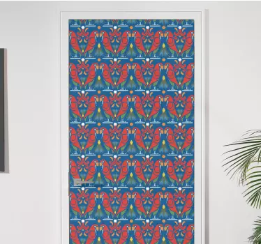 Vibrant Avian Motif door sticker - TenStickers