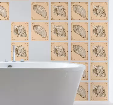 Vintage Seashells tile transfer decal - TenStickers