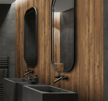 Wall decal for bathroom walnut wood effect design - TenStickers