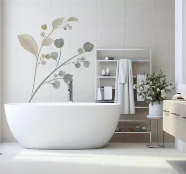 Watercolour Branches Design Bathroom Wall Decor Sticker - TenStickers