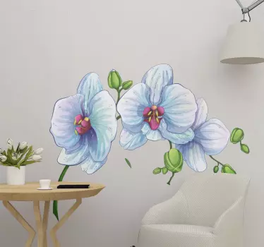 White orchid flower wall decal - TenStickers