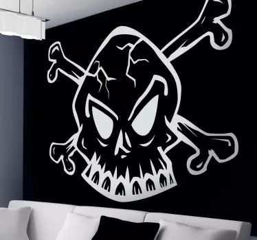 White Outline of Skull Sticker - TenStickers