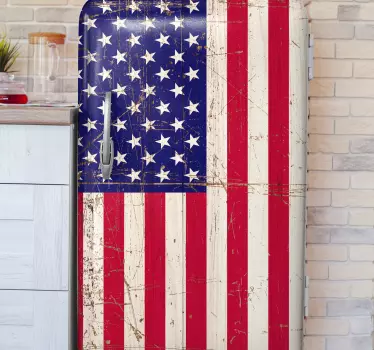 Wooden USA flag fridge decals - TenStickers