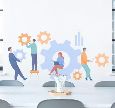 Working gear office wall sticker - TenStickers