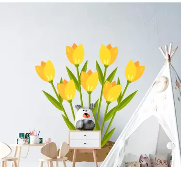 Yellow flower on dirt glass door decal - TenStickers